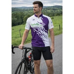 Cycle4Alz Purple Flame Cycling Jersey Men’s S Vintage Bikewear Charity Event